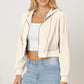 Joelynn Waffle-Knit Drawstring Zip Up Hoodie