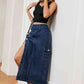 Button Down Denim Skirt