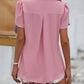Malibu Dreams Full Size Ruche V-Neck Petal Sleeve Top