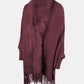 BeautifulMe Fringe Open Front Long Sleeve Poncho