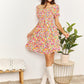 Double Take Strawberry Smocked Sweetheart Neck Flounce Sleeve Strawberry Mini Dress