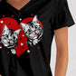 Cat V-Neck Short Sleeve T-Shirt