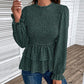 Laken Jay Printed Round Neck Smocked Flounce Sleeve T-Shirt
