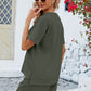 Adryane Jay Notched Button Detail Dropped Shoulder Top and Shorts Set