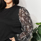 And The Why Black Full Size Foil Printed Sleeve Top