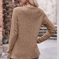 Full Size Ribbed Round Neck Buttoned Long Sleeve Tee
