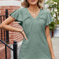 Eyelet V-Neck Flutter Sleeve T-Shirt