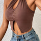 Crisscross Tie Back Slit Sleeveless Top