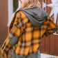 Plaid Hooded Button Front Jacket