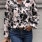 Printed Tie Neck Balloon Sleeve Blouse