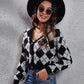 Fashion Mood Geometric Button Up Long Sleeve Cardigan