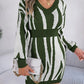 Animal Print V-Neck Long Sleeve Sweater Dress