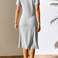 Full Size Ribbed Asymmetrical Neck Short Sleeve Dress