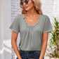 Decorative Button Scoop Neck T-Shirt