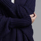 One Size Dolman Sleeve Open Front Ribbed Trim Longline Cardigan