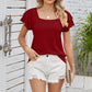 Full Size Square Neck Flutter Sleeve Top