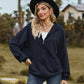 Zip Up Drawstring Long Sleeve Hooded Jacket