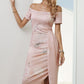 Women's Full Size Printed Off-Shoulder Split Dress