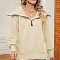 Half Zip Lantern Sleeve Sweatshirt