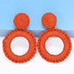 Round Shape Raffia Grass Dangle Earrings