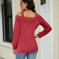 Full Size Cold Shoulder Cutout Square Neck Blouse