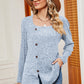 Decorative Button Square Neck T-Shirt