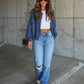 Love Cozy Stuff Ribbed Collared Neck Button Up Jacket