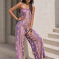Tied Printed Tube Wide Leg Jumpsuit