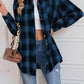 Plaid Button Up Dropped Shoulder Outerwear