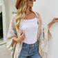 One Size Multicolored Fringe Trim Poncho