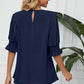 Frill Round Neck Lantern Sleeve T-Shirt