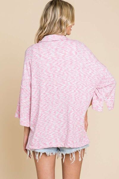 Culture Code Button Up Drop Shoulder Slit Shirt *