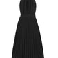 Pleated Spaghetti Strap Tie Waist Midi Dress
