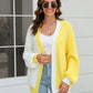 Sophia & Grace Open Front Contrast Color Balloon Sleeve Cardigan