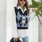 SoGoth Skull Geometric V-Neck Black Sweater Vest