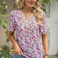 Floral V-Neck Short Sleeve T-Shirt