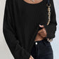 Laken Jay Ribbed Round Neck Drop Shoulder Long Sleeve Top