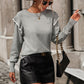 Malibu Dreams Round Neck Ruffle Trim Long Sleeve Pullover Sweater