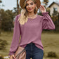 Full Size Round Neck Puff Sleeve Blouse