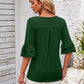 Ruffled Suqare Neck Half Sleeve Blouse