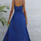 Cobalt Blue Double-Strap Side Slit Dress