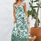 Printed V-Neck Wide Strap Dress