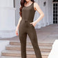 Drawstring Round Neck Sleeveless Jumpsuit