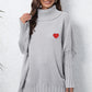 Turtle Neck Long Sleeve Ribbed Sweater