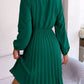 Women's Obsessed Tie Neck Balloon Sleeve Pleated Dress
