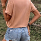Drawstring Button Up Short Sleeve Blouse
