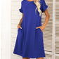 Round Neck Flounce Sleeve Dress with Pockets