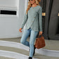 Full Size Round Neck Ribbed Button Detail Blouse