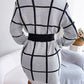 Women's Clarisia Plaid Round Neck Dropped Shoulder Sweater Dress