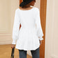 V-Neck Lantern Sleeve Blouse